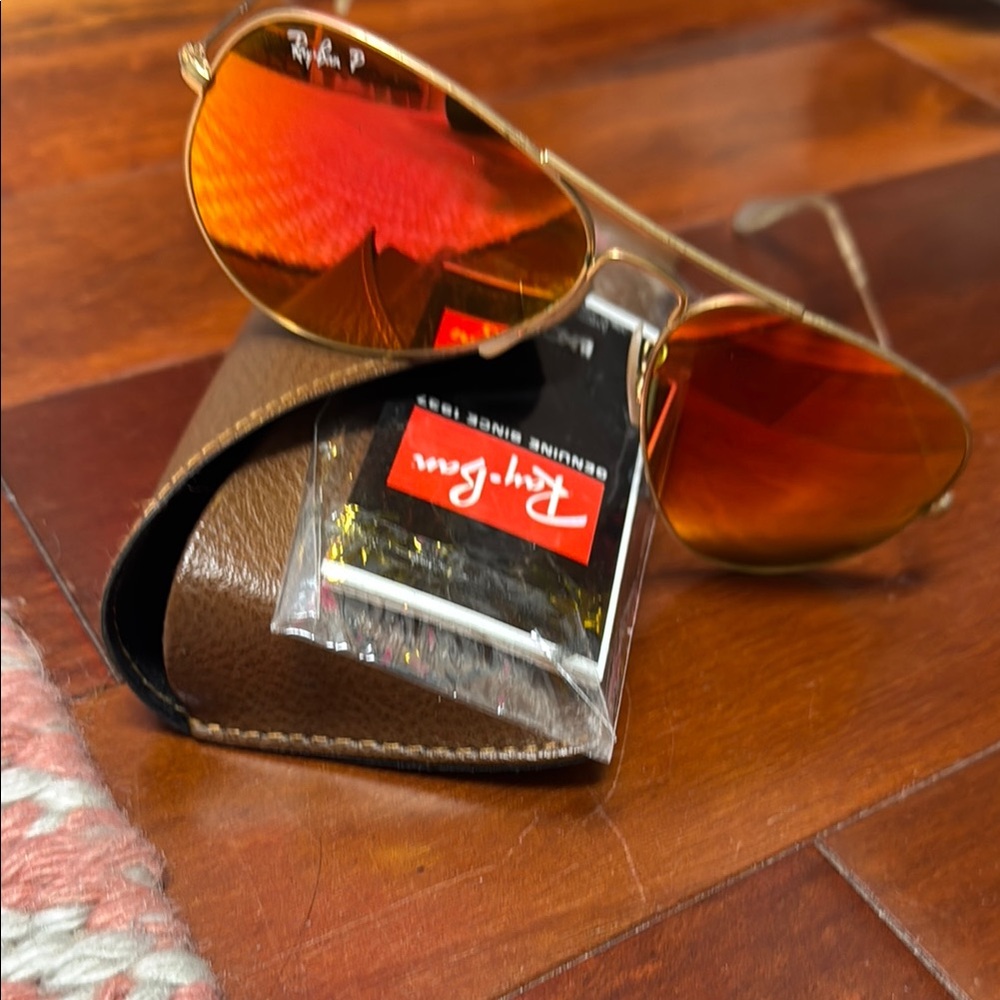 Ray-Ban Aviator Sunglasses Gold Orange Gradient